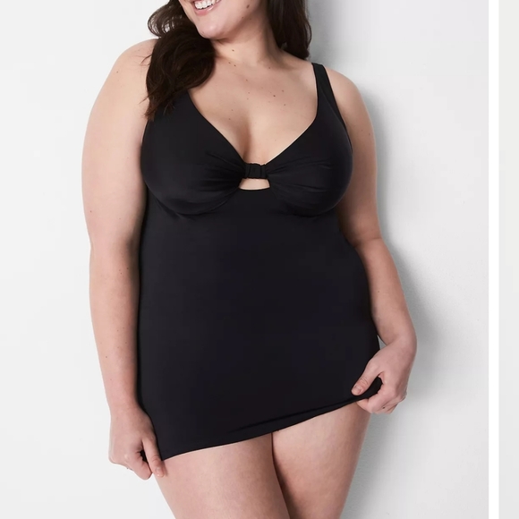Womens Plus Size 42F bra sz Black Lane Bryant Tankini Top Swimsuit 🏊‍♂️ Swim - Picture 1 of 5